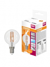 Лампа светодиодная филаментная LED STAR Classic P 5W, прозрачная колба, Е14 LSCLP60D 5W/840 230V FIL E14 10X1RU | 4058075230446 | Osram