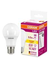 Лампа светодиодная LED 6Вт Е27 230В 2700К LS CLA 40 груша | 4052899971516 | Osram