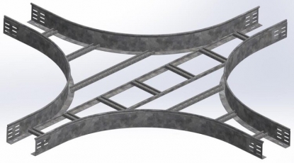 Крестообразный разветвитель для лестничного лотка НЛО 400х50х3000 радиус 600 мм, толщ. 1,2 мм, Сендзимир цинк | ХЛНЛО-400х50-1,2-R600-СЦ | Ostec