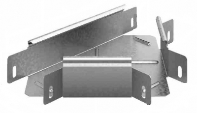 Угловой соединитель Т-образный к лотку УЛ 300х200, толщ. 1,0 мм, гор. цинк | УСТР-300х200-1,0-ГЦ | Ostec