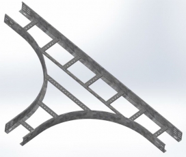 Тройник для лестничного лотка НЛО 300х80х3000 радиус 600 мм, толщ. 1,5 мм, гор. цинк | ТЛНЛО-300х80-1,5-R600-ГЦ | Ostec