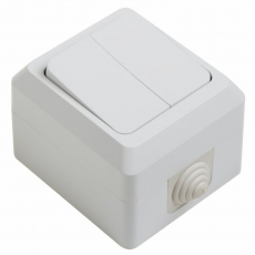 Выключатель двухклавишный влагозащищенный открытой установки 10 А IP44 PROCONNECT | 78-0514 | PROconnect