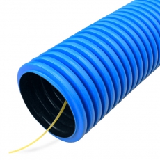 Труба гофрированная двустенная ПНД гибкая тип 450 (SN12) с/з синяя д90 (20м/уп) (муфта, 2 кольца) | PR15.0229 | Промрукав