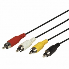 Шнур 4 RCA - 4 RCA, длина 1,5 метра, черный | 17-0302 | REXANT
