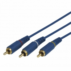 Шнур 3 RCA - 3 RCA, длина 1,5 метра, синий (GOLD) | 17-0202-1 | REXANT