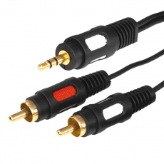 Шнур Стерео 3,5 мм - 2 RCA, длина 5 мeтров (GOLD) | 17-4235 | REXANT