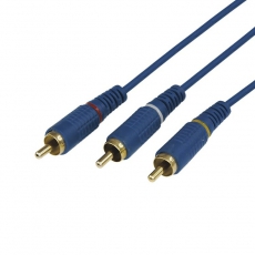Шнур 3 RCA - 3 RCA, длина 3 метра, синий (GOLD) | 17-0204-1 | REXANT