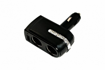 Разветвитель автоприкуривателя 2 гнезда 1хUSB (5 V 1000 mA) | 16-0238 | REXANT