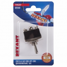 Тумблер 250V 6А (6c) (ON)-OFF-(ON) двухполюсный (KN-223) (в упак. 1шт.) | 06-0329-B | REXANT