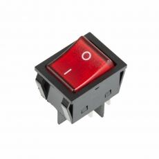 Выключатель клавишный 250V 25А (4с) ON-OFF красный с подсветкой | 36-2343 | REXANT