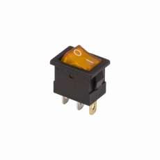 Выключатель клавишный 12V 15А (3с) ON-OFF желтый с подсветкой Mini | 36-2172 | REXANT