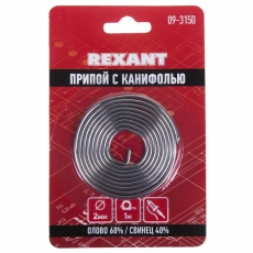 Припой с канифолью Dу=2.0 мм спираль 1 м (Sn60 Pb40 Flux 2.2 %) блистер | 09-3150 | REXANT