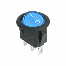 Выключатель клавишный круглый 12V 20А (3с) ON-OFF синий с подсветкой | 36-2586 | REXANT