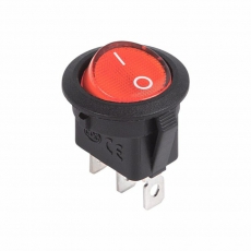Выключатель клавишный круглый 12V 20А (3с) ON-OFF красный с подсветкой | 36-2585 | REXANT