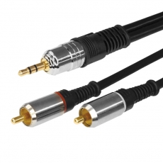 Шнур Стерео 3,5 мм - 2 RCA, длина 3 метра (GOLD-металл) | 17-4224 | REXANT