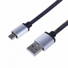 USB кабель microUSB, шнур в джинсовой оплетке | 18-4242 | REXANT