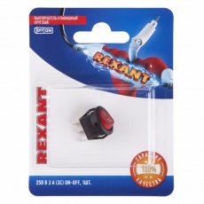 Выключатель клавишный круглый 250V 3А (3с) ON-OFF красный с подсветкой Micro (RWB-106, SC-214) (в упак. 1шт.) | 06-0310-A | REXANT