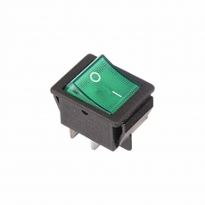 Выключатель клавишный 250V 16А (4с) ON-OFF зеленый с подсветкой | 36-2332 | REXANT