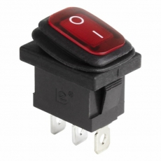 Выключатель клавишный 250V 6А (3с) ON-OFF красный с подсветкой Mini ВЛАГОЗАЩИТА | 36-2175 | REXANT