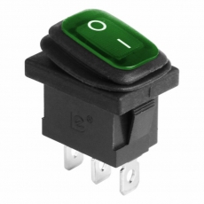 Выключатель клавишный 250V 6А (3с) ON-OFF зеленый с подсветкой Mini ВЛАГОЗАЩИТА | 36-2178 | REXANT