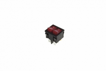 Выключатель клавишный 250V 6А (6с) ON-OFF красный с подсветкой ДВОЙНОЙ Mini | 36-2160 | REXANT