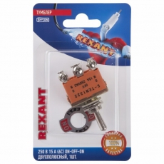 Тумблер 250V 15А (6c) ON-OFF-ON двухполюсный (KN-203) (в упак. 1шт.) | 06-0328-B | REXANT