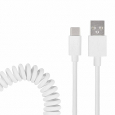 USB кабель USB Type-C, белый ПВХ, 1,5 метра (шнур спираль) | 18-1891 | REXANT