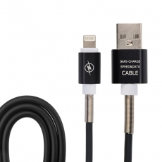 USB кабель для iPhone 5/6/7/8/Х моделей, черный силикон, 1 метр (с пружиной) REXANT |18-7012 | REXANT
