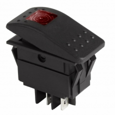 Выключатель клавишный 12V 35А (4с) ON-OFF красный с подсветкой | 36-4460 | REXANT