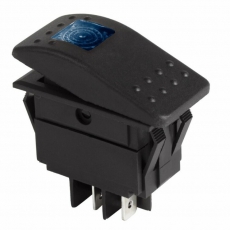 Выключатель клавишный 12V 35А (4с) ON-OFF синий с подсветкой | 36-4461 | REXANT