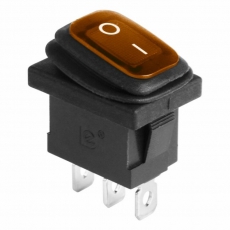 Выключатель клавишный 250V 6А (3с) ON-OFF желтый с подсветкой Mini ВЛАГОЗАЩИТА | 36-2177 | REXANT