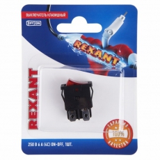 Выключатель клавишный 250V 6А (4с) ON-OFF красный с подсветкой Mini (RWB-207, SC-768) (в упак. 1шт.) | 06-0300-A | REXANT