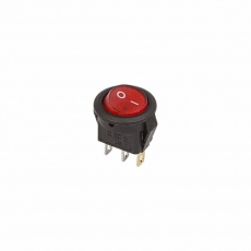 Выключатель клавишный круглый 250V 3А (3с) ON-OFF красный с подсветкой Micro | 36-2530 | REXANT