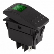 Выключатель клавишный 12V 35А (4с) ON-OFF зеленый с подсветкой | 36-4463 | REXANT