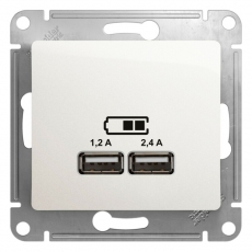 GLOSSA Перламутр USB РОЗЕТКА A+С, 5В/2,4А, 2х5В/1,2 А, механизм | GSL000639 | Schneider Electric