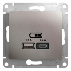 GLOSSA Платина USB РОЗЕТКА A+С, 5В/2,4А, 2х5В/1,2 А, механизм | GSL001239 | Schneider Electric