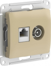 GLOSSA РОЗЕТКА двойная ТВ + компьютерная RJ45, кат. 5Е, механизм, ТИТАН | GSL000489 | Schneider Electric