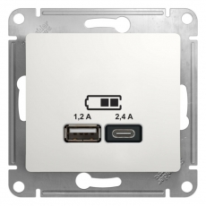 GLOSSA Белый USB РОЗЕТКА A+С, 5В/2,4 А, 2х5В/1,2 А, механизм, | GSL000139 | Schneider Electric