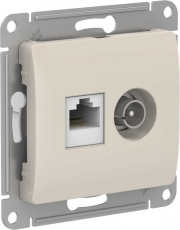GLOSSA РОЗЕТКА двойная ТВ + компьютерная RJ45, кат. 5Е, механизм, МОЛОЧНЫЙ | GSL000989 | Schneider Electric