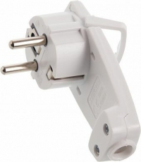 PPG16-45-202 Вилка угловая плоская с кольцом, с/з, 250В,16A, белый | 39039 | STEKKER