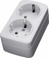 PST16-502-20 Розетка накладная 2-местная с/з, 250В, 16А, серия Basic, белый | 39034 | STEKKER