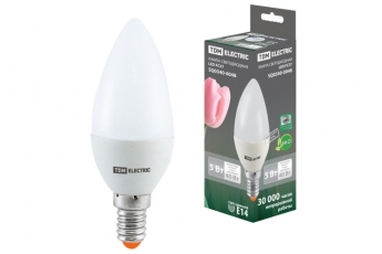 Лампа светодиодная LED 5Вт E14 220В 4000К FС37 свеча | SQ0340-0048 | TDM