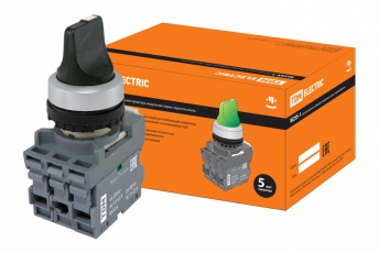 Переключатель на 3 положения с фиксацией M3SS1-20B короткая ручка в сборе d22мм 1з+1р черный | SQ0747-0079 | TDM