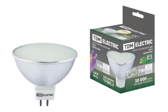 Лампа светодиодная LED 7Вт GU5.3 220В 3000К MR16 SMD (с матовым стеклом) отражатель (рефлектор) | SQ0340-0062 | TDM