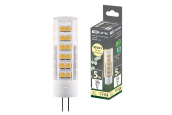 Лампа светодиодная G4-5 Вт-AC/DC 12 В-3000 К, SMD, 16x57 мм | SQ0340-0213 | TDM