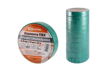 Изолента ПВХ профессиональная 0,18х19мм Зеленая 20м | SQ0526-0064 | TDM