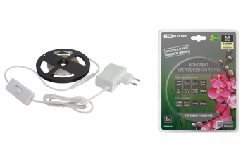 Комплект светодиодной ленты SMD2835-60 LED/м-12 В-4,8 Вт/м-IP65-3000 К (3 м), 18 Вт | SQ0331-0230 | TDM