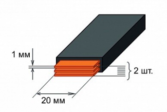 Шина медная гибкая изолированная ШМГ 2х(20x1мм) 2м.  | SQ0828-0002 | TDM