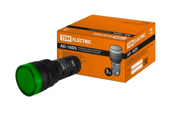 Лампа AD-16DS(LED)матрица d16мм зеленый 12В AC/DC  | SQ0702-0053 | TDM