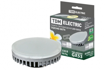Лампа светодиодная LED 9Вт GX53 220В 3000К GX53 таблетка (плоский цилиндр) | SQ0340-0074 | TDM